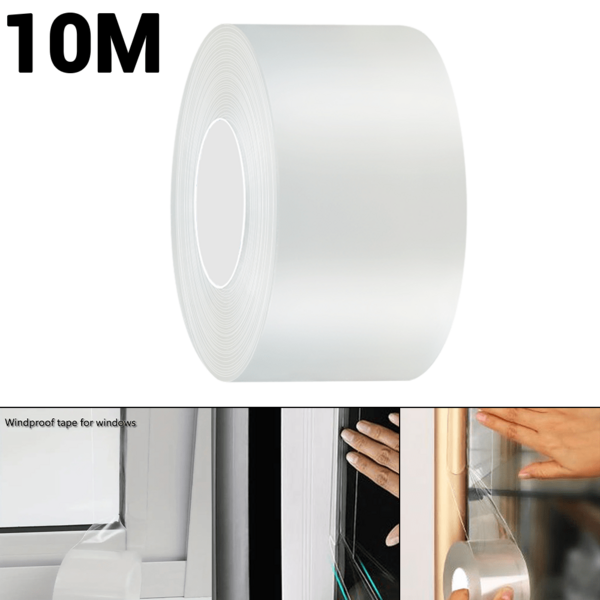 APORNI 1 Roll Of Nano Single-Sided Adhesive Tape For Window/Door, Weatherstrip Seal Tape, Transparent, Waterproof, Cold-Proof, Soundproof, Anti-Insect, Suitable For Winter