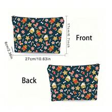 New Christmas Gingerbread Man Makeup Bag, Outdoor Portable Double-Sided Print Clutch Storage Bag, Cosmetics Toiletry Pouch - Navy Blue - View 2
