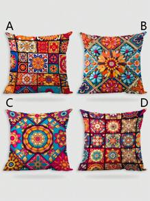 4件/1件 波西米亚风彩色印花超柔软毛绒枕套，适用于客厅、卧室、沙发、家居装饰、房间装饰，不含枕芯 - 彩色 - 查看 13