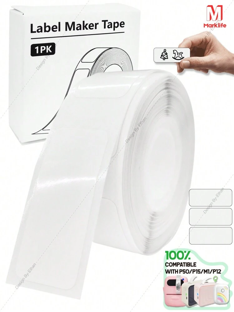 Marklife ホワイト 防水ラベル、サーマルラベルメーカー用紙 P15/M1