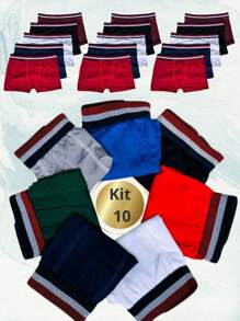 Kit Of 10 Men's Boxer Briefs With COTTON Lining (Plain And/Or Printed) - Nhiều màu - Xem 1
