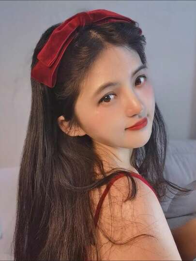 1pc/2pcs Women Velvet Bowknot Headband, Sweet Girl Hair Accessory For Daily Wear & Holidays,Hairband,Hair Hoop Headbands