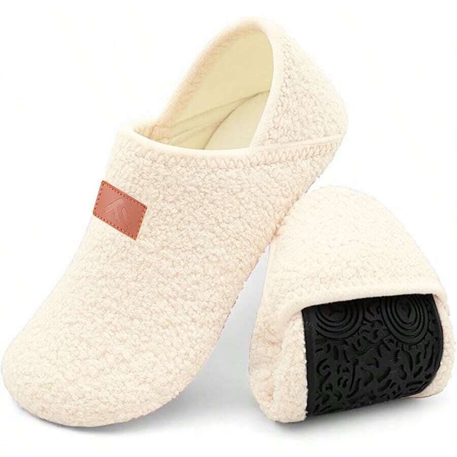 Home Slippers Women's Men's Comfortable White Socks Shoes With Soft Rubber Sole Belt, Suitable For Indoor/Outdoor Use - White - View 1