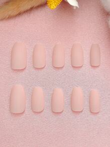 24 件短杏仁形淡粉色哑光按压指甲 - 包括 1 个指甲锉和 1 张贴纸 - 非常适合日常时尚或派对庆祝活动 - 情人节和圣诞节时尚派对 - 淺粉色 - 查看 2