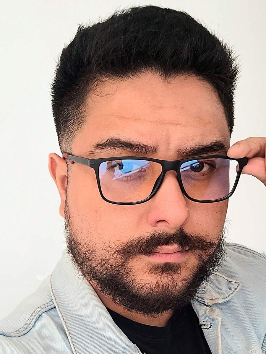 Rectangular Glasses Frame For Men's Eyeglasses Various Colors New Comfortable Flexible - 紅色 - 查看 1