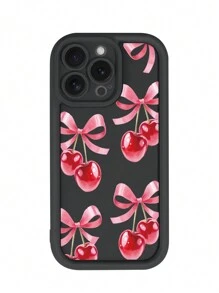 1pc Butterfly & Cherry Rhinestone Phone Case Compatible With IPhone 16e, 13, 15, 15 Pro, 14 Pro, 14 Plus, 7/8 Plus, 11, 12 Pro Max, 13, 14 Pro Max, 17 Pro Max/17 Pro/17 Air/17 - Black - View 5