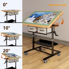 1500 Piece Jigsaw Puzzle Table With Legs,Jigsaw Puzzle Board Portable With 4 Drawers And Cover,35"X26"Adjustable Puzzle Tables For Adults,Gift For Mom - 黑色 - 查看 3