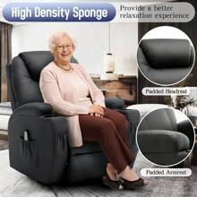 KORSER Recliner Chair, Manual Rocking Recliner Chair For Adults With Massage And Heat, 360° Swivel Recliner Chairs,Swivel Rocker Recliner Chair With Remote And Cup Holder, Faux Leather - US A Type Plug(110-127V) - View 3