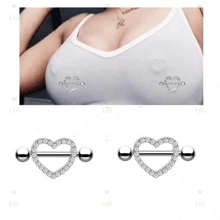 Kit 12 Nipple Piercing Heart Models Studded With Rhinestones - 銀色 - 查看 4