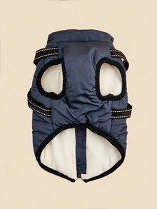 1 chiếc áo vest dây dắt chó có dây xích, quần áo ấm chống thấm nước cho mùa đông - Màu xanh hải quân - Xem 3