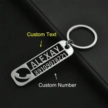 Custom Phone Numbers Name Keychain For Women Men Stainless Steel Customized Car Key Chain Personalized Keyring Jewelry Trinket - Multicolor - View 8