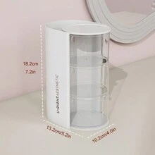 1 hộp đựng đồ trang điểm 2/3 tầng có ngăn kéo xoay, hộp đựng mỹ phẩm chống bụi trong suốt, mút trang điểm nhiều lớp và giá đựng cọ trang điểm, hộp đựng đồ trang điểm nhỏ gọn cho phấn má, chì kẻ mày, son môi, lý tưởng để đựng đồ trên bàn làm việc, tủ quần áo và phòng tắm - Nhiều màu - Xem 13