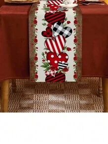 1 件情人节红玫瑰和心形桌旗、派对装饰、餐厅婚礼仪式装饰 - 彩色 - 查看 9