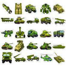 50 miếng/gói Miếng dán PVC chống thấm nước hình xe tăng quân đội sáng tạo, thích hợp để trang trí đàn ghi-ta, nhạc cụ, cốc nước, ván trượt, máy tính xách tay, cốc, hành lý, tuyệt vời làm quà tặng ngày lễ - Nhiều màu - Xem 6