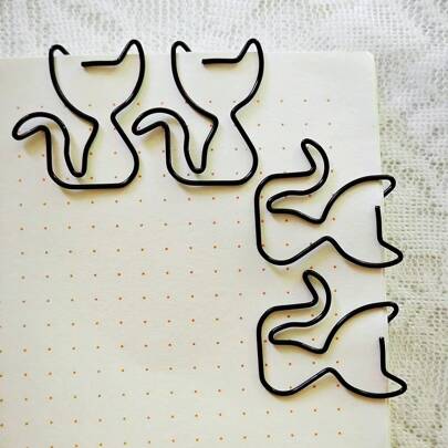 15/25/50 Stücke süße schwarze Katzen-förmige Büroklammern - langanhaltend Metallbüroartikel, Schulanfang, Schulbedarf