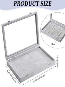 1pc 11/100 Slot Ring Jewelry Box With Lid, Earring Jewelry Tray, Minimalist Velvet Ring Jewelry Box, Jewelry Box, Earring Jewelry Storage Box, Dust-Proof Jewelry Display Box, Jewelry Display Dust-Proof Box, Back To School Gift For Her - Multicolor - View 12
