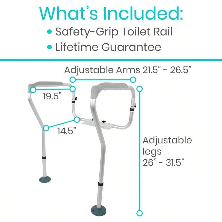 Toilet Rail Bathroom Safety Frame For Elderly, Handicap And Disabled