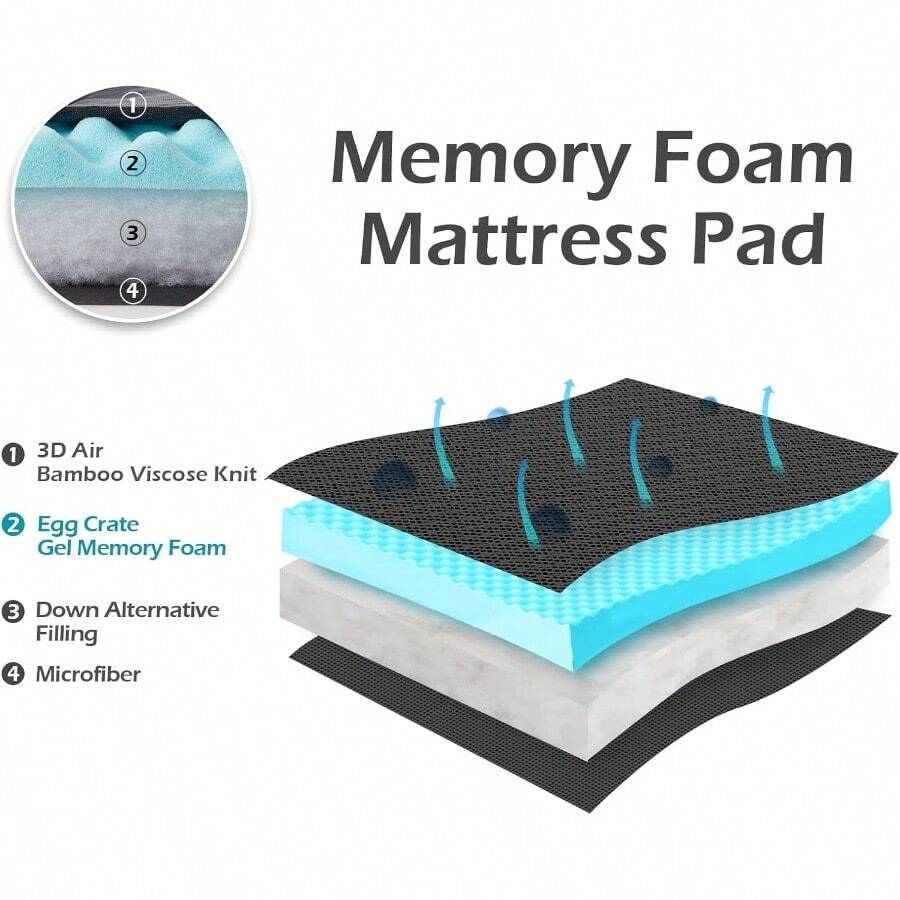 Memory Foam Mattress Topper Small Double Bed, Mattress Cover Pad With