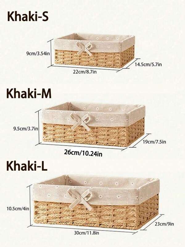 1pc/3pcs Woven Desktop Storage Basket, Suitable For Snacks, Cosmetics, Toys And Other Household Fabric Multi-Functional Storage Box, Applicable To Coffee Table Or Key Basket, Home Decor Storage, Wardrobe Clothing Organization Basket, Holiday Decoration Gift Storage, Ideal Gift Basket