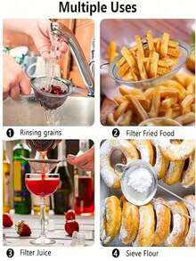 1/3pcs Stainless Steel Fine Mesh Strainer With Handle - Kitchen Tool For Sifting And Sieving - Silver - View 9