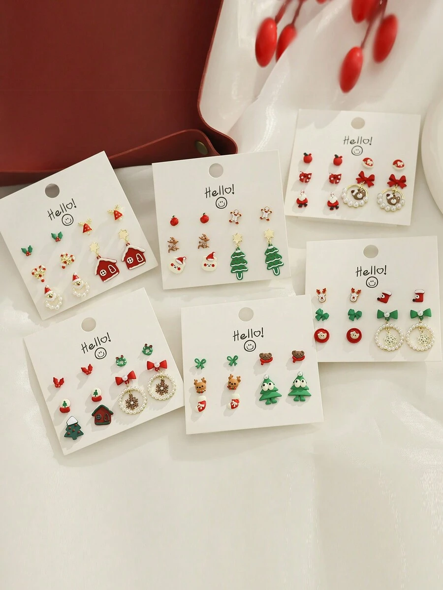 Christmas Tree Stud Earrings | Little Tree Earrings | Glitter Christmas