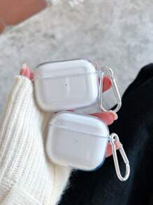 Transparent TPU Shockproof Earphone Case With Metal Clip