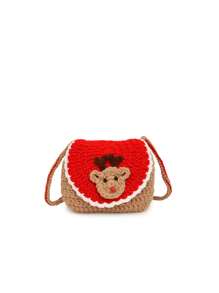 1pc Magnet Closure Santa Claus Woolen Crochet Bag, Cute Mini Shoulder Crossbody Bag, Finished Christmas Handmade Woven Bag Suitable For A Variety Of Occasions, Comfortable Shoulder Straps, Versatile And Not Picky, Suitable For Outdoor, Play, Commuting, School Use, Perfect Gift For Little Girls - Christmas Mini Bag - View 10