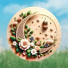 1pc "New Moon Ramsay" Wooden Wreath Decor, Outdoor Hanging Decoration Suitable For Front Door, Living Room, Yard, Wall Art, Gift Exchange, Random Style (20x20cm/8x8in) Decoration Home Decor, Room Decor, Wall Decor Gifts Birthday Graduation E-I-D