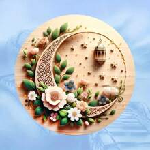 1pc "New Moon Ramsay" Wooden Wreath Decor, Outdoor Hanging Decoration Suitable For Front Door, Living Room, Yard, Wall Art, Gift Exchange, Random Style (20x20cm/8x8in) Decoration Home Decor, Room Decor, Wall Decor Gifts Birthday Graduation E-I-D