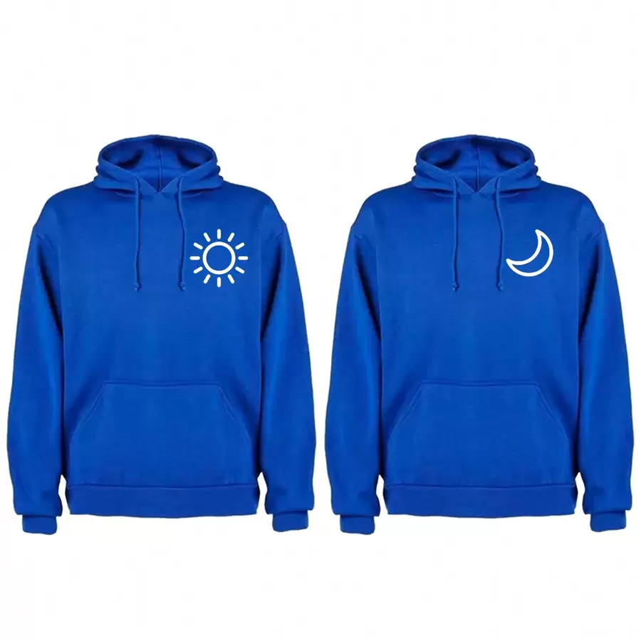 Sun And Moon Couple Sweatshirts Fully Customized Any Design - Royal Blue - View 1
