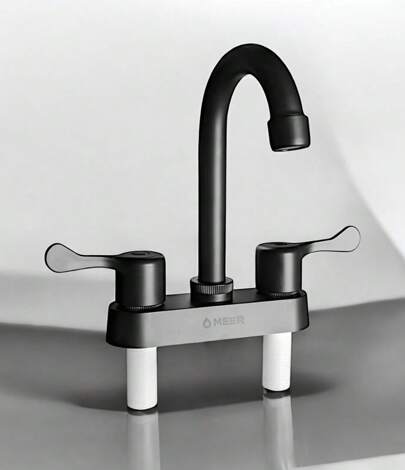 Mezcladora Negro Mate MZL4308 Cuello Curvo Grifo Lavabo Llave