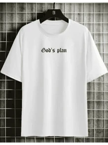 God's Plain Basic Colors T-Shirt Short Sleeve Round Neck Unisex - 白色 - 查看 1