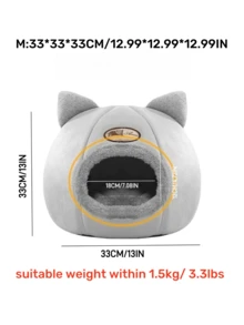 1PC Nhà cho chó ấm áp nửa kín trong mùa đông cộng với tổ cho thú cưng tròn bằng lông cừu Tổ cho mèo mới Tổ cho thú cưng dễ thương - Xám - Xem 11