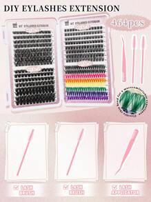 464 chiếc/D Cụm mi riêng lẻ, Vẻ ngoài tự nhiên & Lông mi rung rinh, 4 kiểu D Curl hỗn hợp 9-16mm, Bộ nối mi riêng lẻ siêu nhẹ & siêu mềm có thể tái sử dụng tự làm, Bao gồm nhíp & 2 cọ, Thích hợp cho người mới bắt đầu sử dụng tại nhà hoặc khi di chuyển Cho cuộc sống hàng ngày, tiệc tùng, lễ hội âm nhạc - D - Xem 6