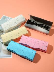 1 pieza Estuche portátil antichoque para gafas de cuero PU con diseño de lunares y estrellas, opciones de multicolor, estuche de almacenamiento de gafas, soporte de gafas de protección elegante para uso diario de mujeres y hombres