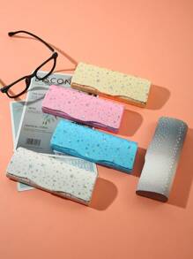 1 pieza Estuche portátil antichoque para gafas de cuero PU con diseño de lunares y estrellas, opciones de multicolor, estuche de almacenamiento de gafas, soporte de gafas de protección elegante para uso diario de mujeres y hombres