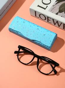 1 pieza Estuche portátil antichoque para gafas de cuero PU con diseño de lunares y estrellas, opciones de multicolor, estuche de almacenamiento de gafas, soporte de gafas de protección elegante para uso diario de mujeres y hombres