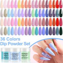 Lavender Violets 36 Farben Dip Powder Nail Kit Starter Schnell trocknend Dipping Puder Träumerei Palette Frühlingsfarben-Set für Zuhause Salon Glänzend Matt Nail Art Design M957