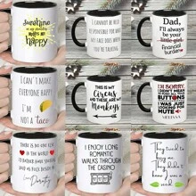 1 pieza Taza cerámica negra y blanca con gráfico de texto de 360ml, taza de café redonda, unisex, para viajes o campamentos, regalo personalizado para cumpleaños y vuelta al colegio