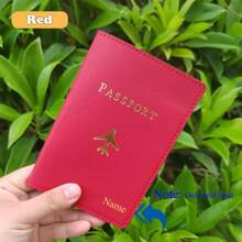 [Custom Made] Unisex Personalized Name Short Passport Holder, Foldable Lightweight Minimalist Design, Suitable For Birthday Gift, Christmas Gift, Small Gift - Red - View 1