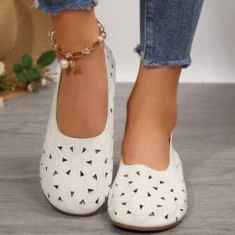 Unique Design To Showcase Your Distinct Taste And Style, Plus Size Hollow Out Casual Slip On Shoes