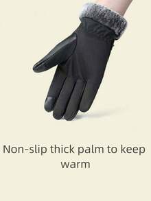 BAMANSHI 1 Cặp Găng tay ấm áp toàn ngón bằng da PU màu trơn có lòng bàn tay chống trượt, chống mài mòn và thoáng khí cho các môn thể thao mùa đông như trượt tuyết, đạp xe, hoạt động ngoài trời - Nhiều màu - Xem 4