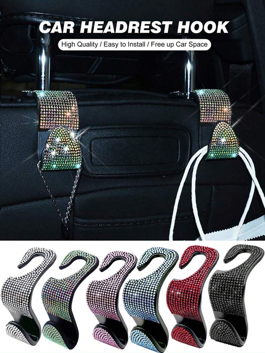 1 Stück/2 Stücke Glitzer Auto Kopfstützen Haken Vordersitz, Auto Haken Glitzer Auto Aufhänger, Glitzer Auto Sitzhaken Rücksitz, Glitzer Auto Strass Kopfstützen Haken, Universal Glitzer Auto Innenraum Zubehör, verleihen Sie Ihrem Auto Haken. Geschenk zu Geburtstagen, Weihnachten, Thanksgiving und mehr. VIELFÄLTIGE VERWENDUNG: Geeignet zum Aufhängen von Kleidung, Geldbörsen zur Frauenlagerorganisation Reiseaccessoires Semesteranfang - Eine Grösse passt allen - Übersicht 1