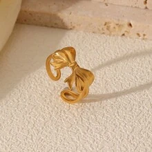 COINBUFF 1 chiếc nhẫn thép không gỉ mạ vàng 18K hình con bướm thanh lịch có thể điều chỉnh, phù hợp cho phụ nữ đeo hàng ngày - Như thể hiện trong hình ảnh - Xem 3