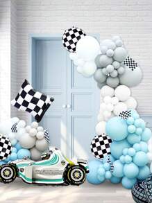 Bộ 112 bóng bay chủ đề xe đua, bóng bay xe đua lớn, cờ đen trắng, bóng bay lá kim để trang trí tiệc sinh nhật - Nhiều màu - Xem 1