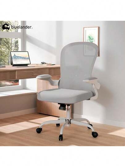 Silla Para Oficina, Silla Oficina Ergonómica, Altura Ajustable, Respaldo Alto con Soporte Lumbar, Reposabrazos Abatibles, Silla Ejecutiva para Oficina, Bluelander.