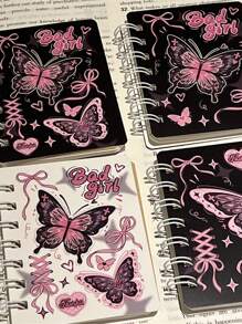 1 Stück zufälliges romantisches A7 Spiralbindung Notizbuch, dickeres kleines Hausaufgabenheft, Geschenkbuch, Schreibwaren, Schulmaterial, Rückkehr zur Schule