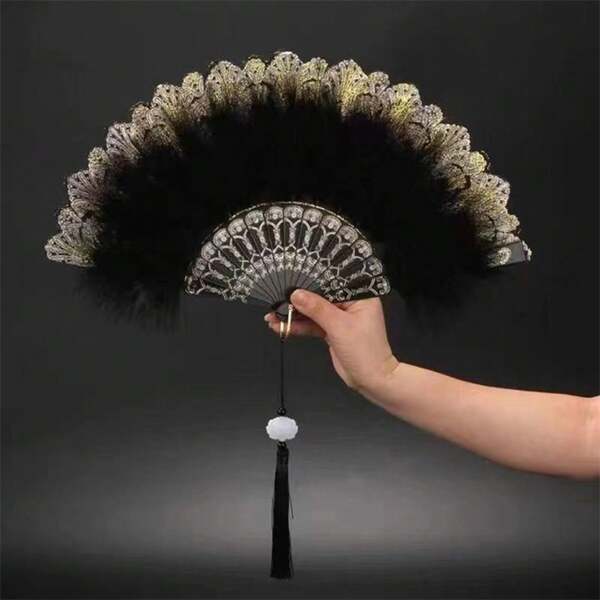 1pc Artificial Feather Fan Dance Performance Fan Elegant Handheld Vintage Fan Best Gifts