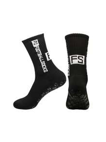 1 Pair Non-Slip Dot Grip Compression Soccer Socks, Breathable Professional Match Sports Socks, Thick Terry Lining, Unisex