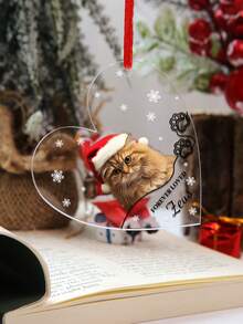 1pc Pet Pendant Christmas Decoration Pendant Customization Pendant Customization Party Accessories Cat Claw Print Pet Decoration Heart Shaped Acrylic Decoration Suitable For Holiday Decoration, Pet Commemorative Decoration, Gifts For Family, Gifts For Best Friends, Party Commemorative Gifts, Gifts For Him/Her